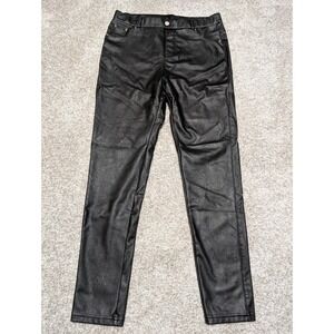 Tagoo Faux Leather Pants Size Large 29x26 Black Stretch EUC